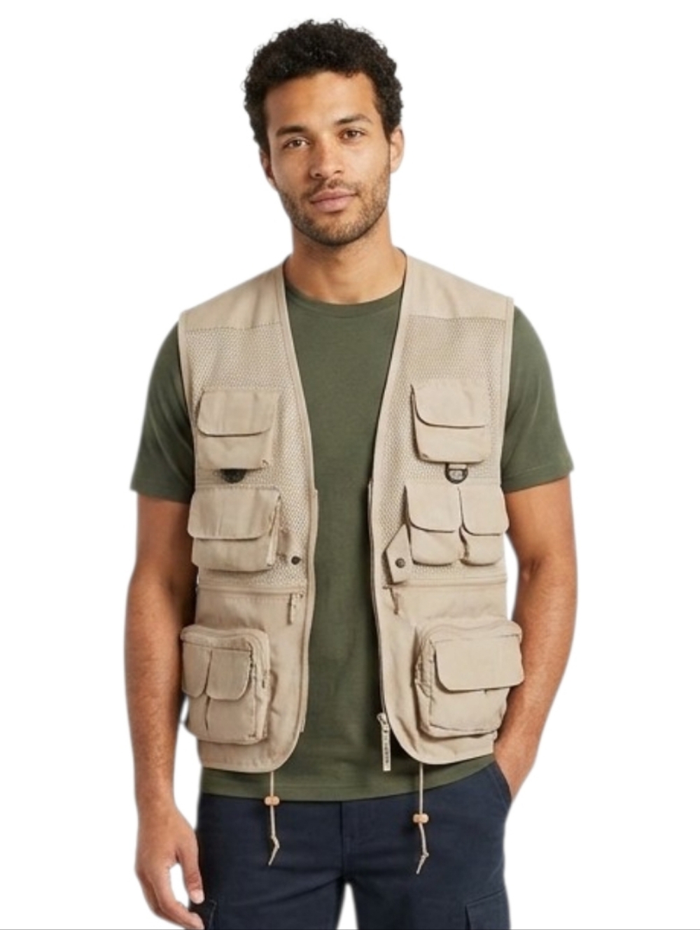 Humvee Men’s Khaki Safari Fishing Camping Utility Vest Cotton Blend Outdoor Gear